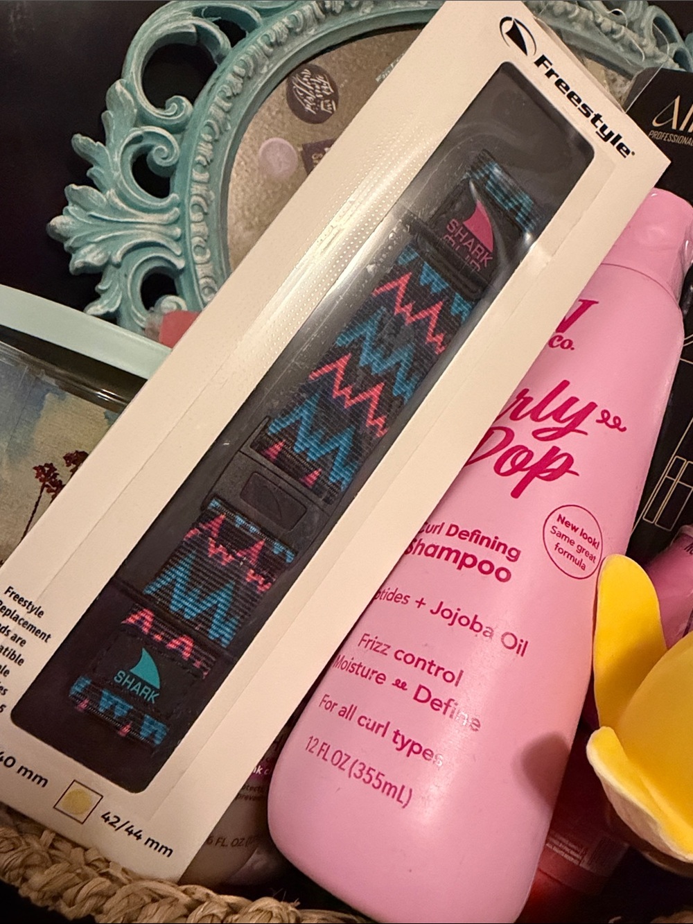 Freestyle Shark Watch Band - Teal & Pink Chevron on Black